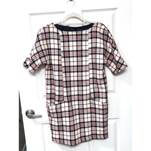 Zara Tartan Shift Dress British Heritage Mod 60s London Style Wool Blend Medium